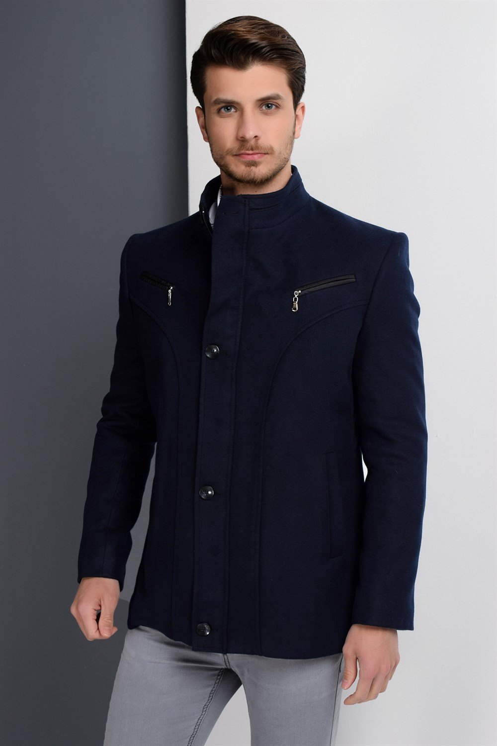 K7133 DEWBERRY ERKEK KABAN-LACİVERT