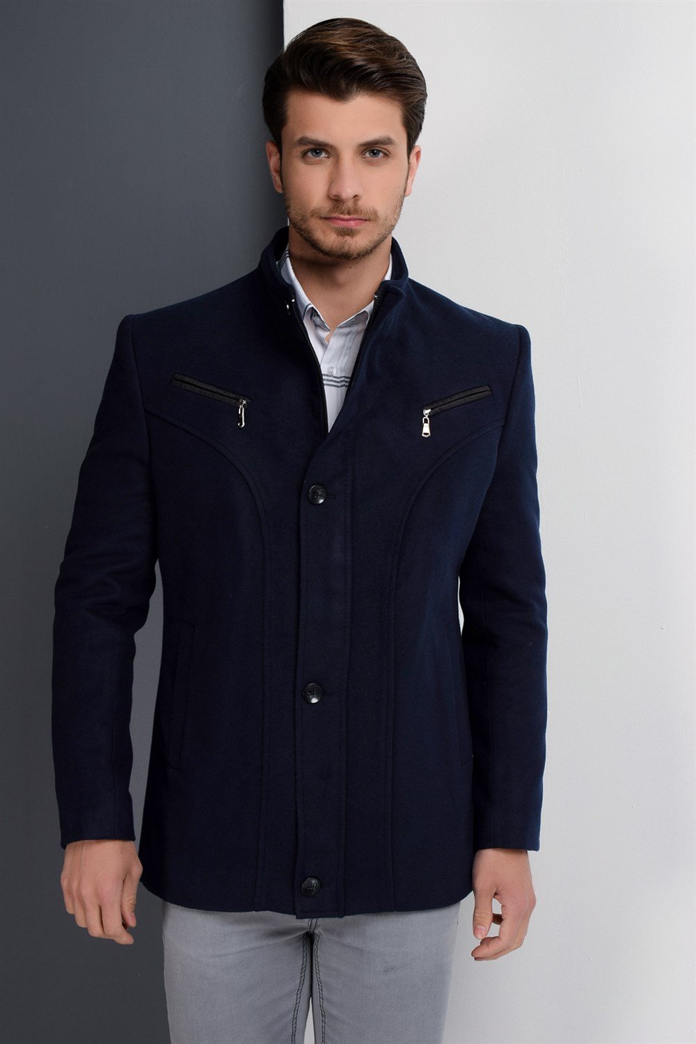 K7133 DEWBERRY ERKEK KABAN-LACİVERT