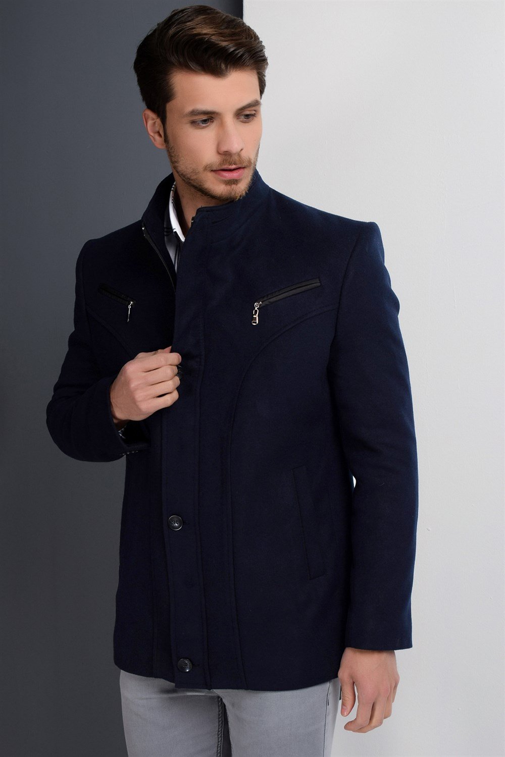 K7133 DEWBERRY ERKEK KABAN-LACİVERT