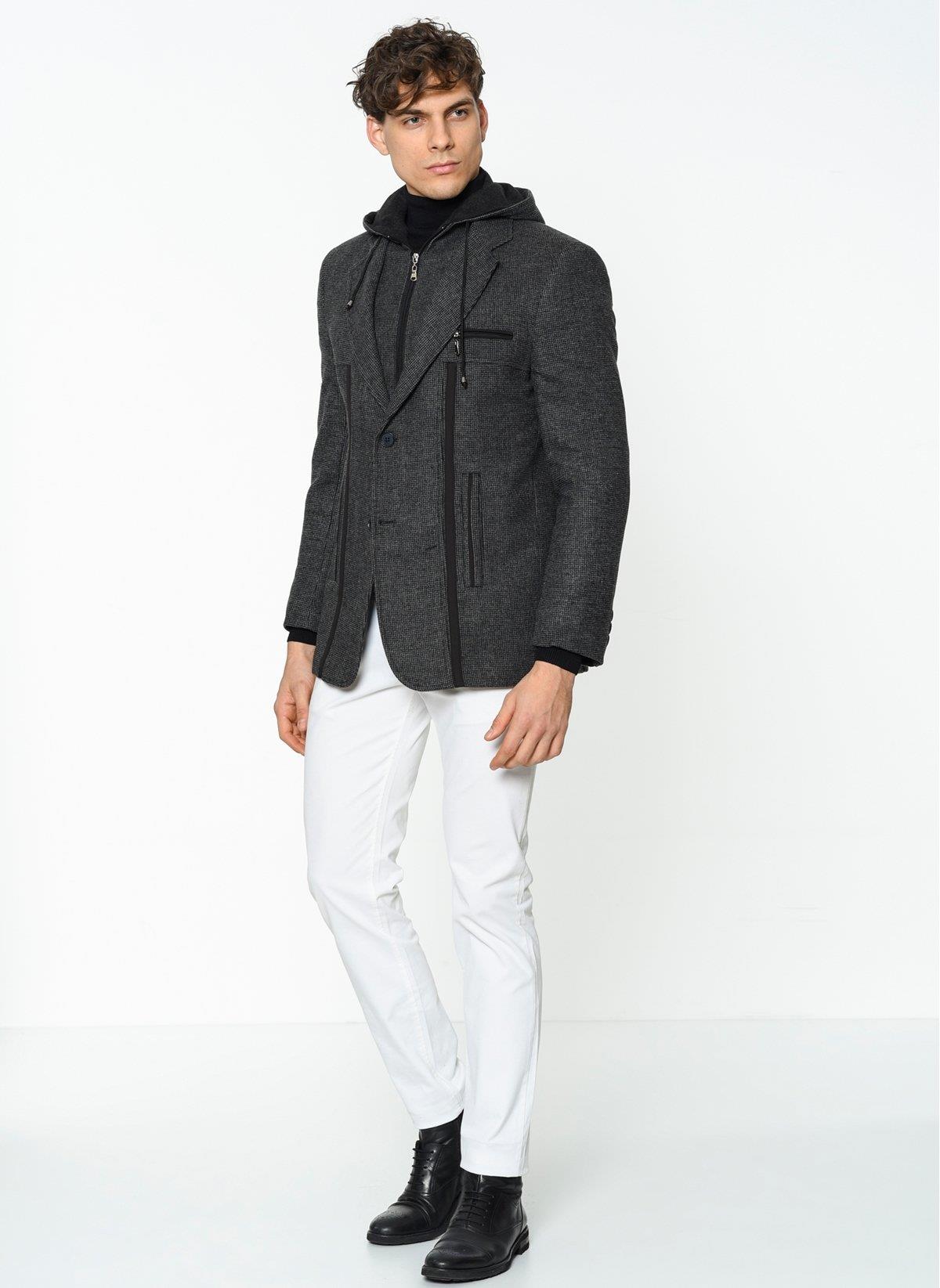 K7534 DEWBERRY ERKEK KABAN-DESENLİ ANTRASİT - 1