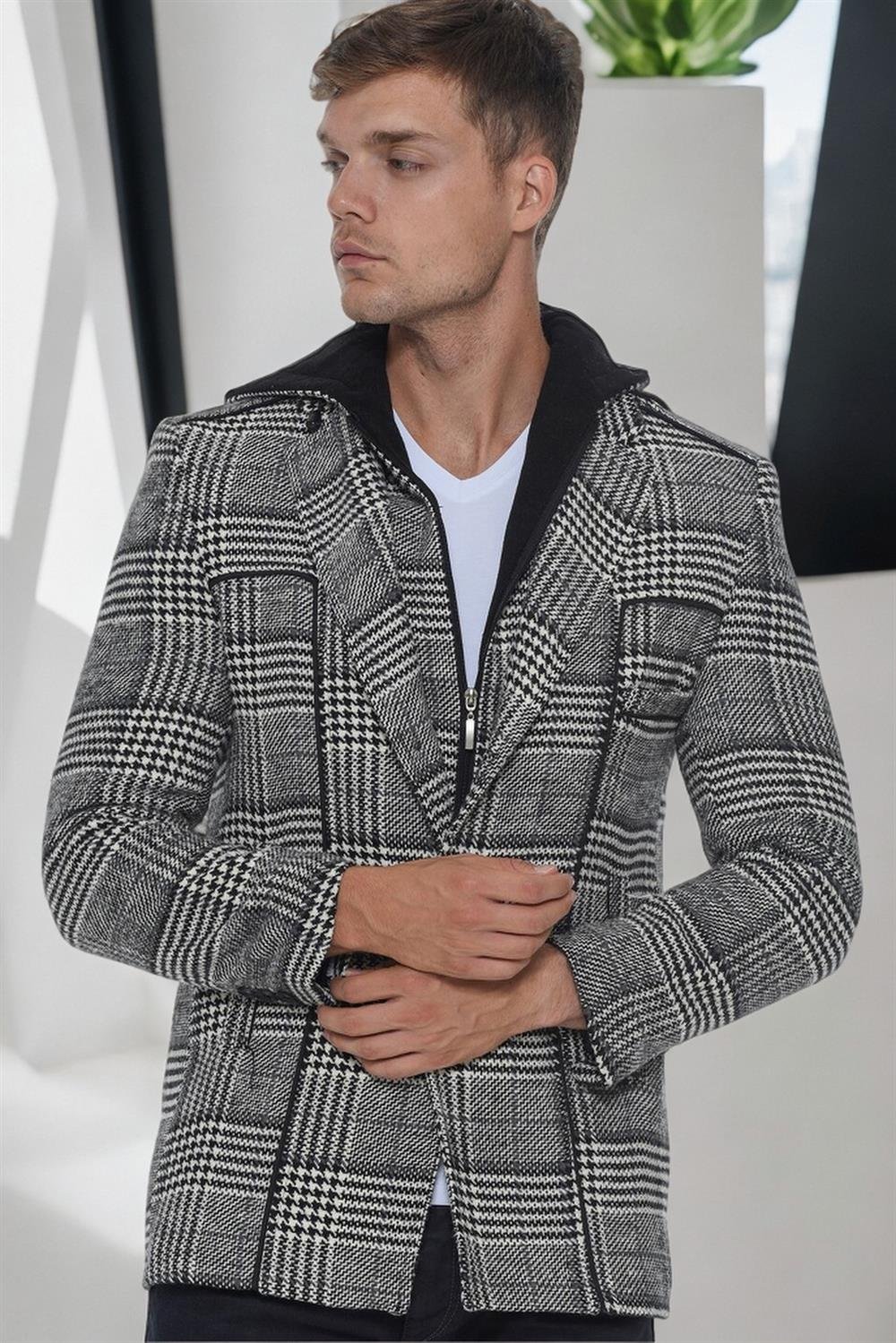 K7535 DEWBERRY ERKEK KABAN-AÇIK EKOSE SİYAH