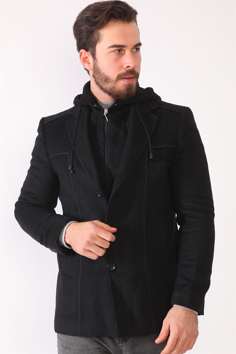 K7535 DEWBERRY ERKEK KABAN-SİYAH
