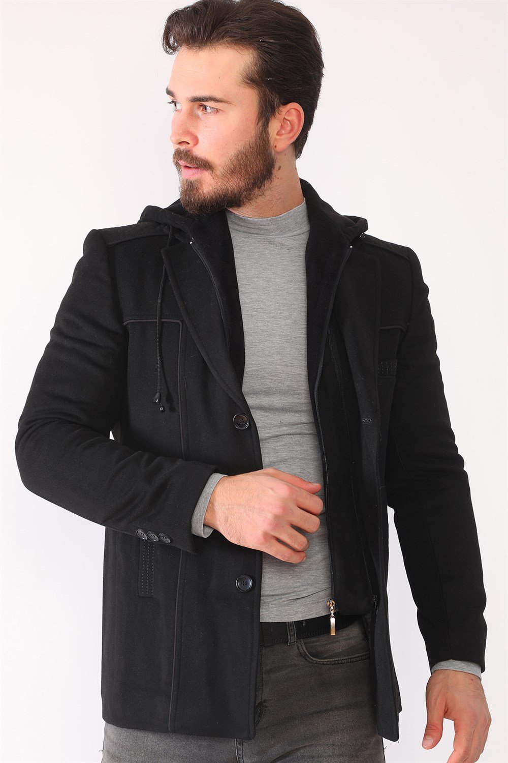 K7535 DEWBERRY ERKEK KABAN-SİYAH