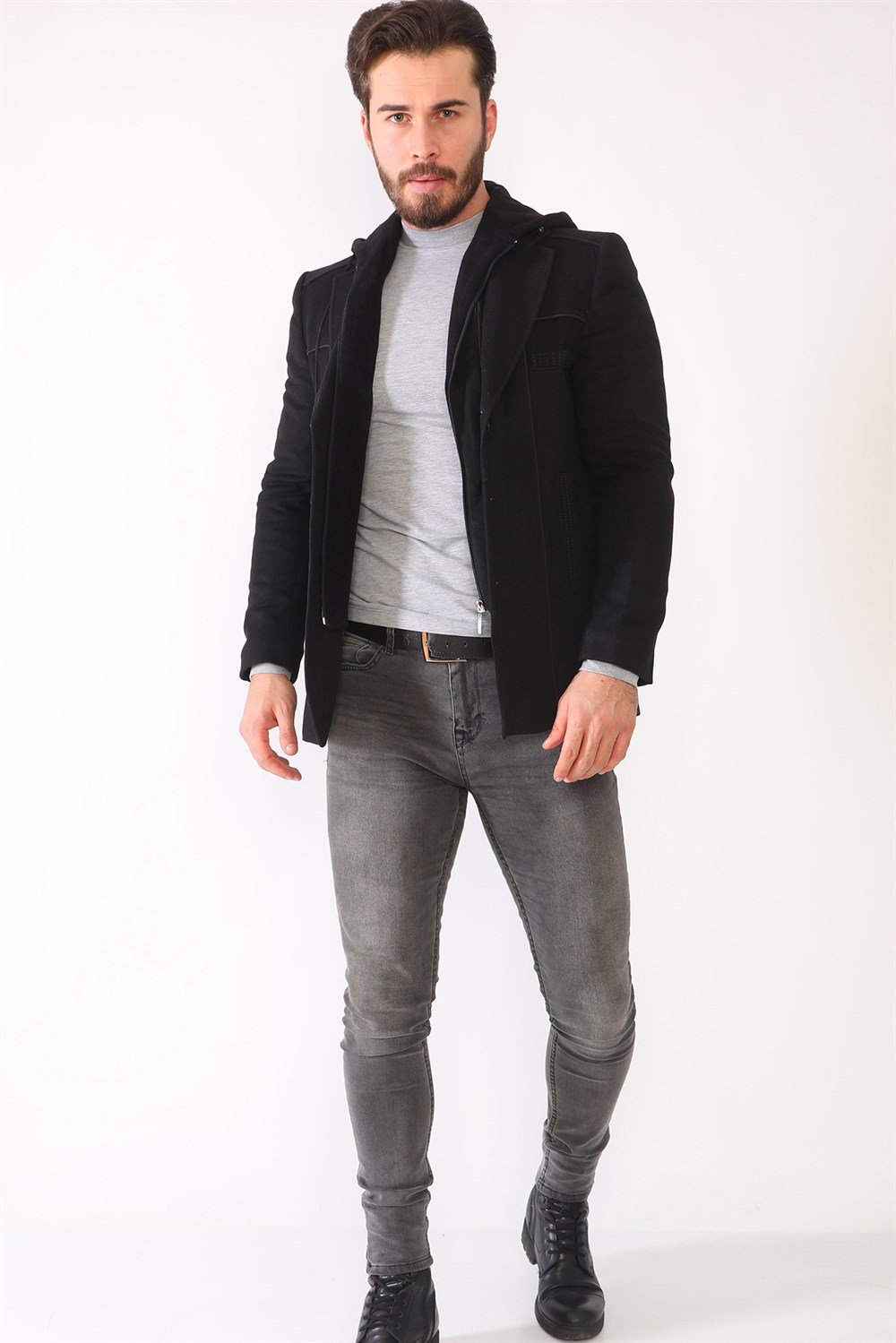 K7535 DEWBERRY ERKEK KABAN-SİYAH