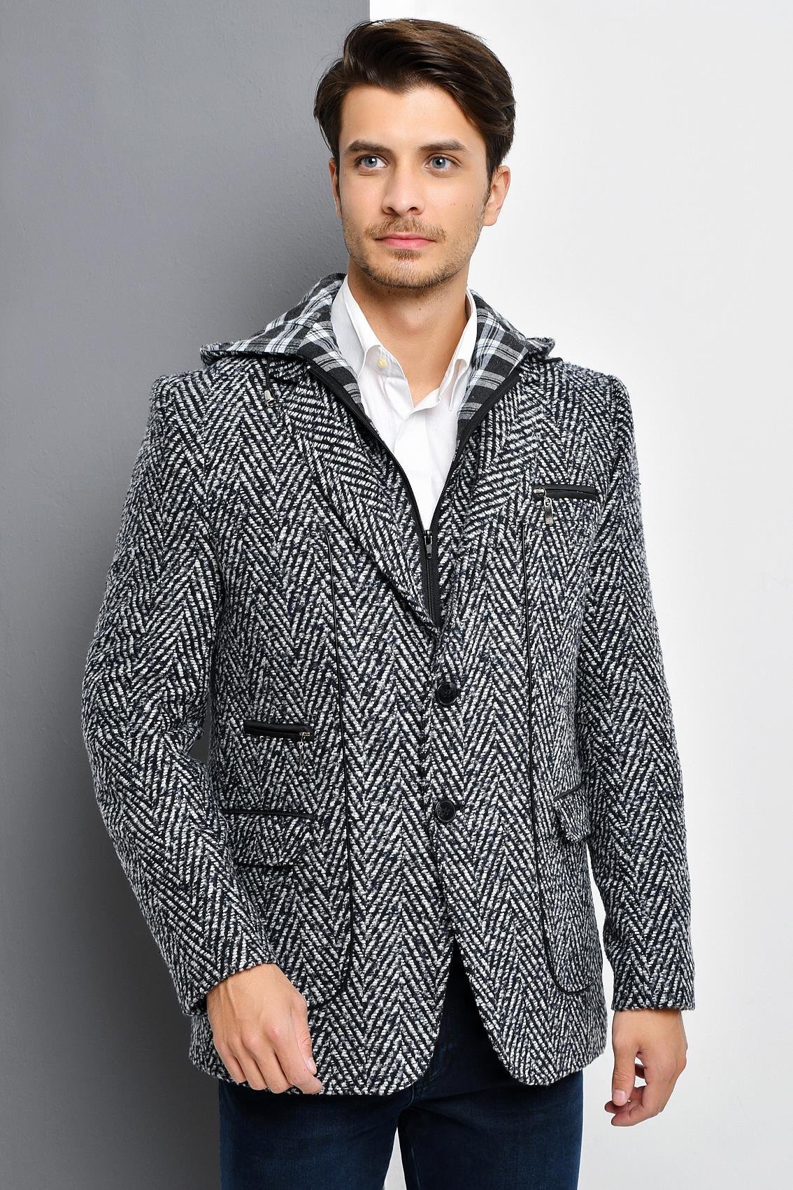 K7540 DEWBERRY ERKEK KABAN-DESENLİ LACİVERT 2