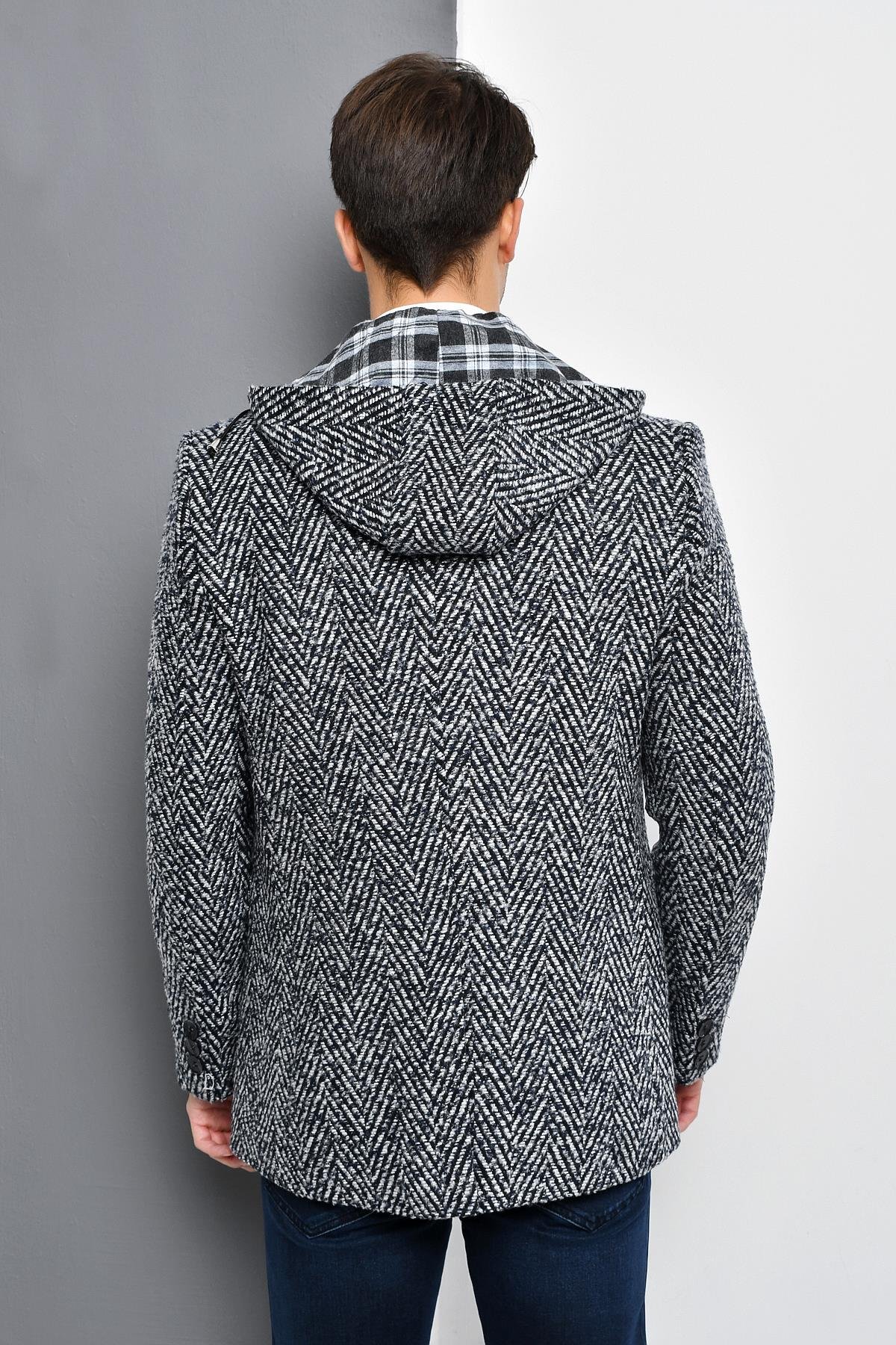 K7540 DEWBERRY ERKEK KABAN-DESENLİ LACİVERT 2