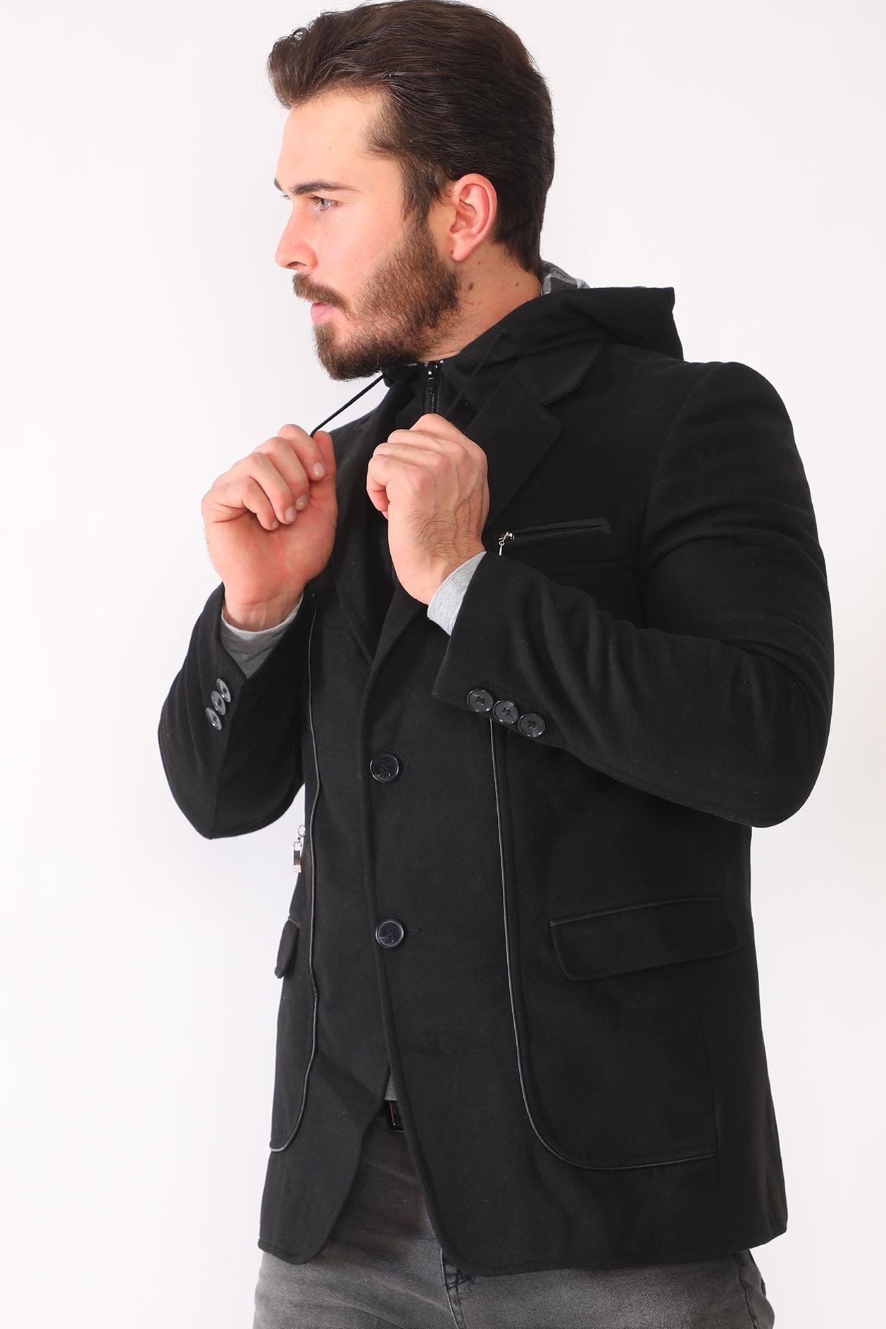 K7540 DEWBERRY ERKEK KABAN-DÜZ SİYAH-2