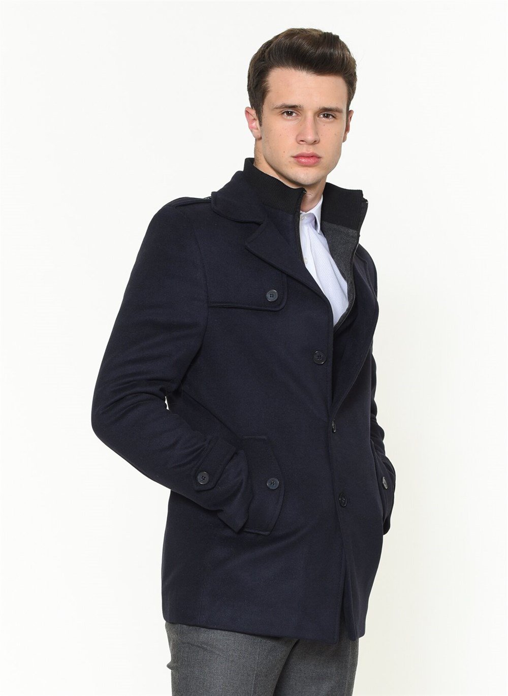 K7542 DEWBERRY ERKEK KABAN-LACİVERT