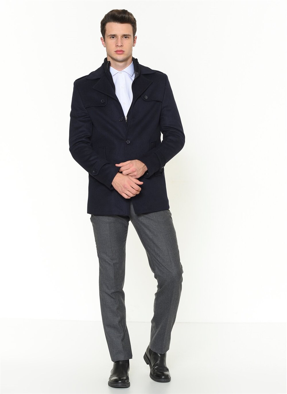 K7542 DEWBERRY ERKEK KABAN-LACİVERT