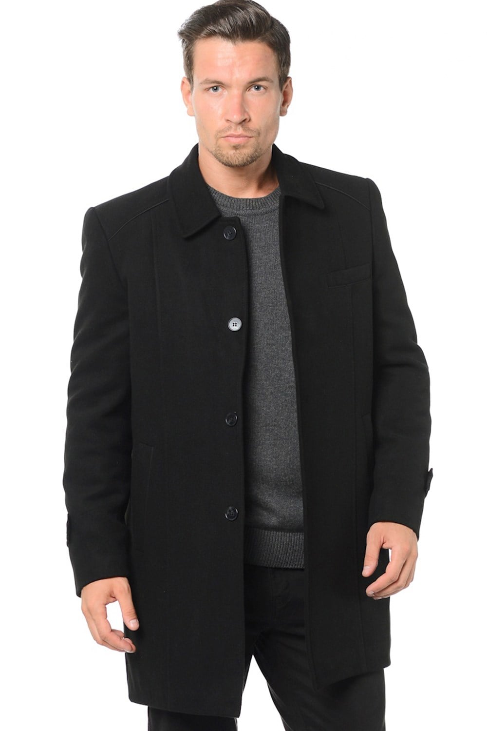 PLT7226 DEWBERRY BATTAL PALTO-SİYAH