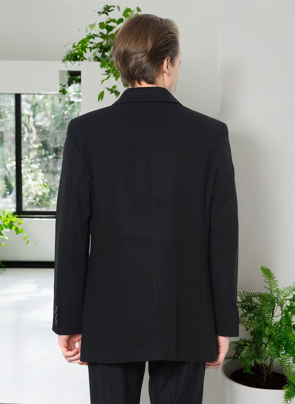 PLT8206 DEWBERRY ERKEK PALTO-DÜZ SİYAH