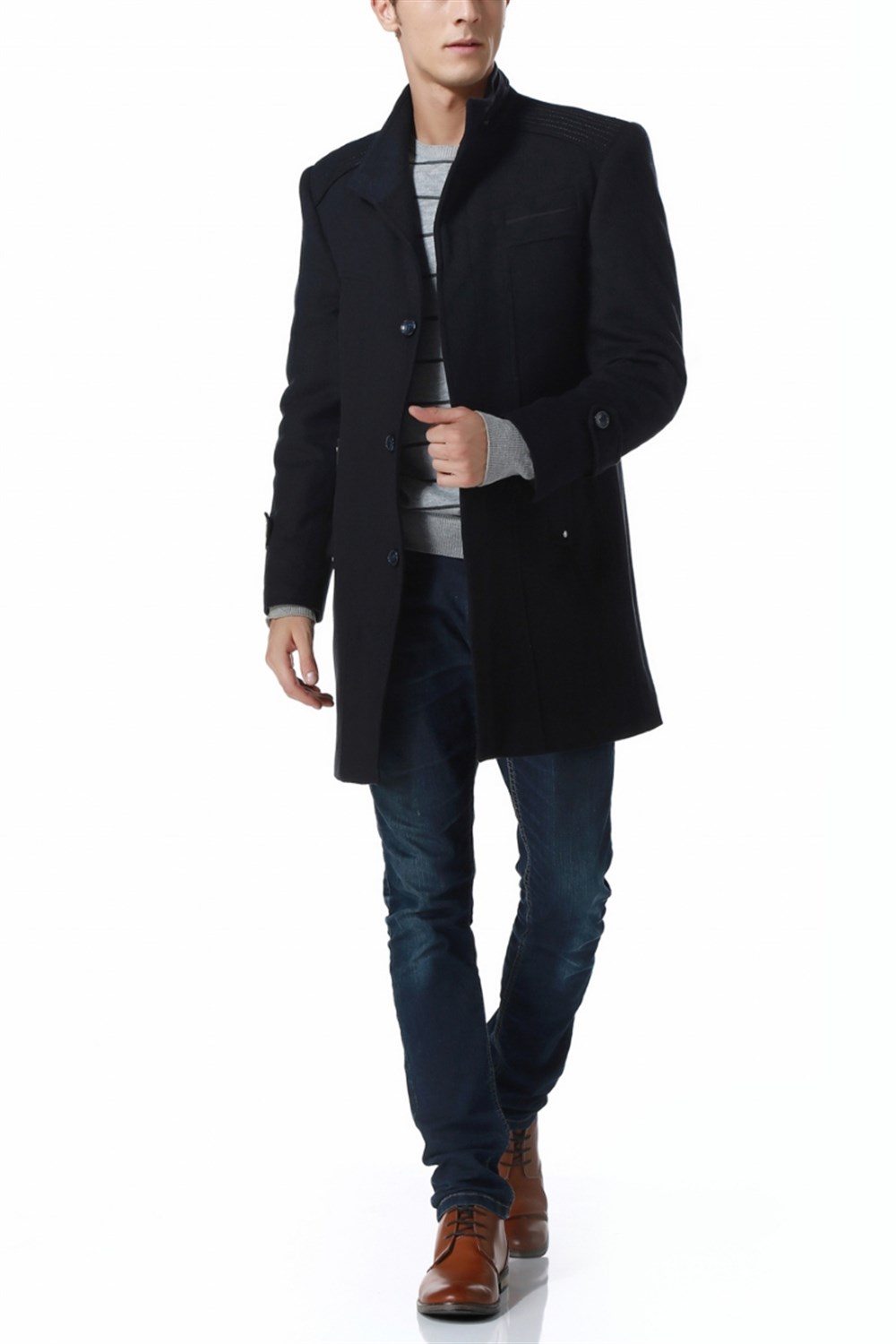 PLT8308 DEWBERRY PALTO-DESENLİ LACİVERT