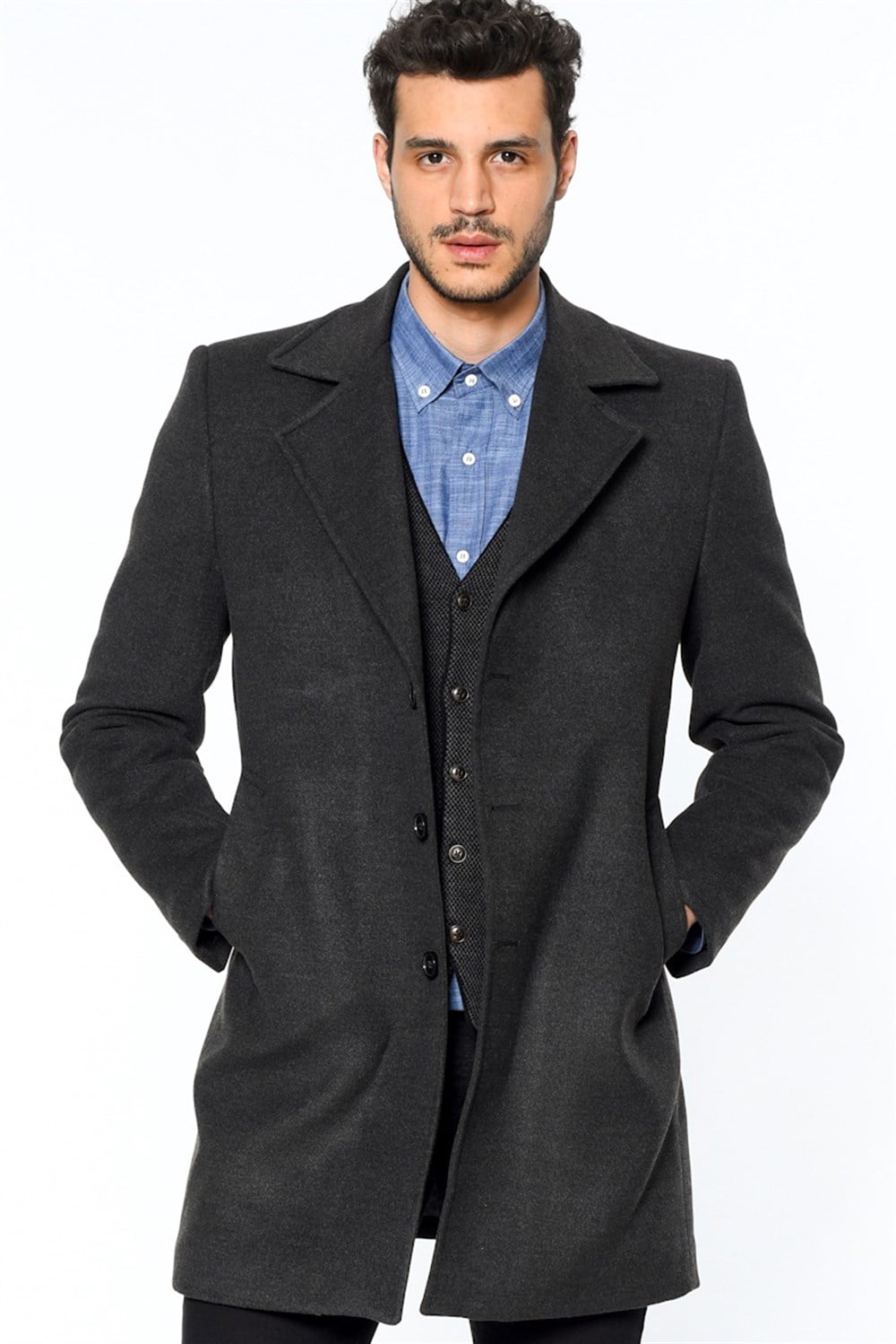 PLT8319 DEWBERRY ERKEK PALTO-ANTRASİT