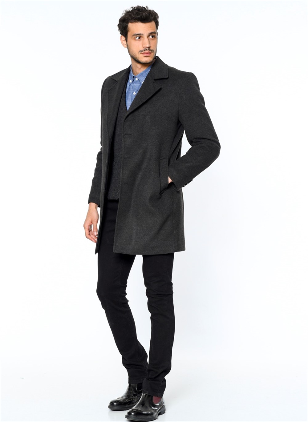 PLT8319 DEWBERRY ERKEK PALTO-ANTRASİT