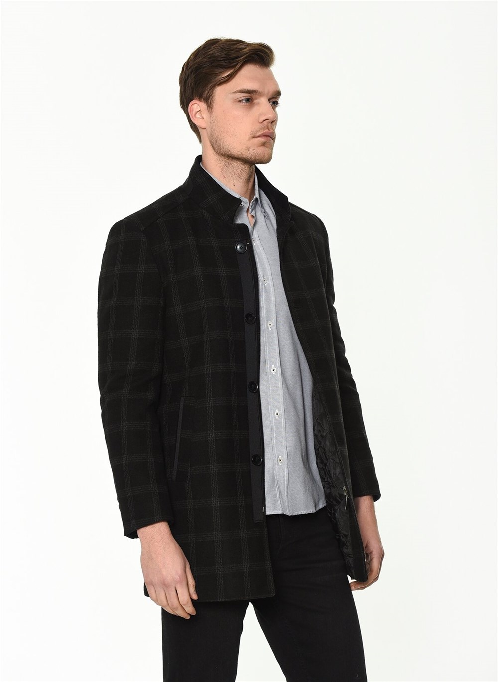 PLT8327  DEWBERRY ERKEK PALTO-DESENLİ LACİVERT