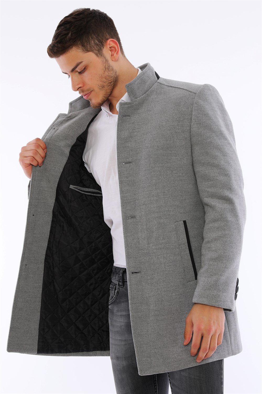 PLT8327  DEWBERRY ERKEK PALTO-GRİ
