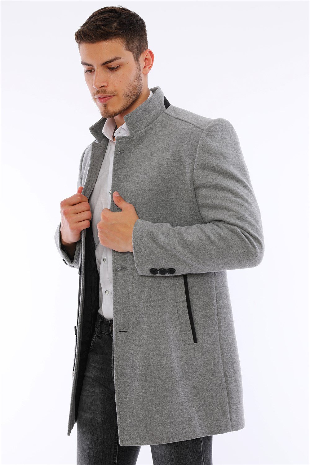 PLT8327  DEWBERRY ERKEK PALTO-GRİ