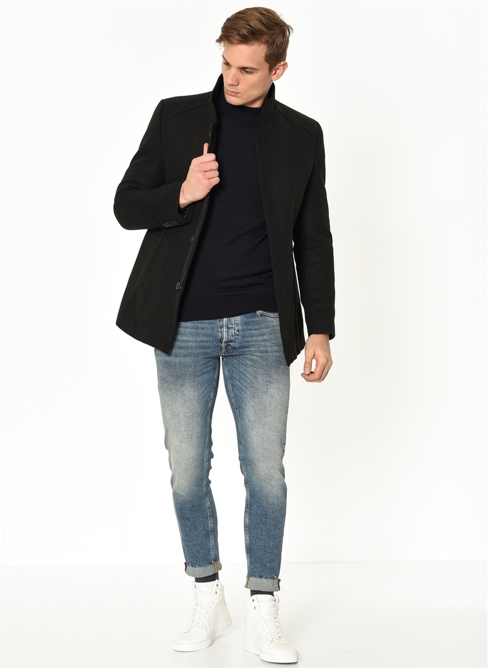 PLT8327  DEWBERRY ERKEK PALTO-SİYAH