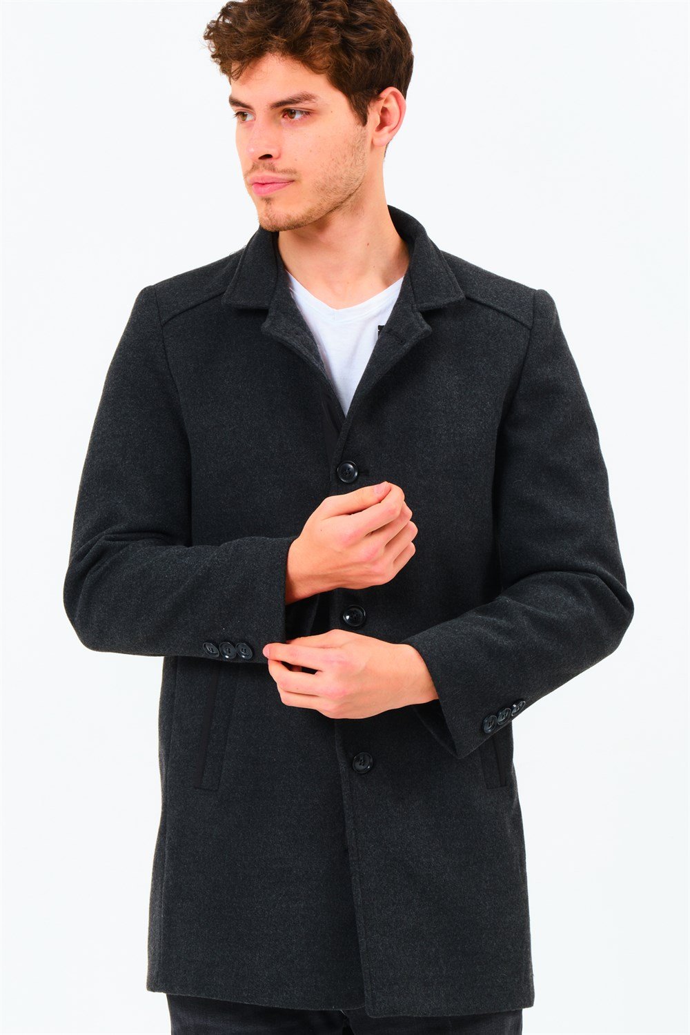 PLT8327  DEWBERRY ERKEK PALTO-KOYU ANTRASİT