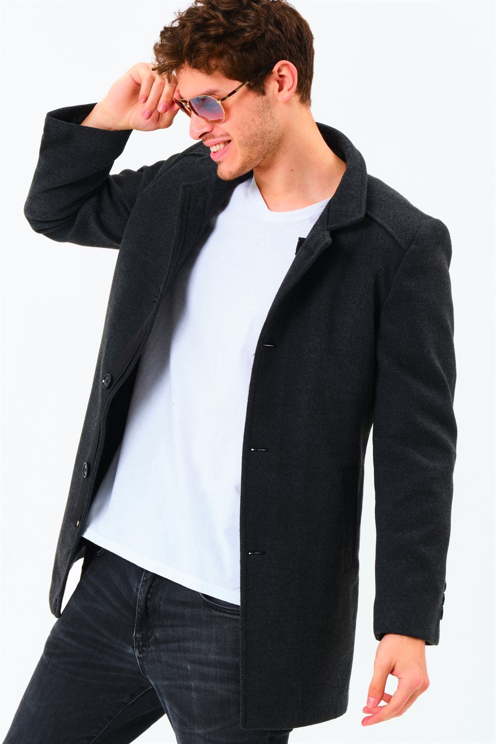 PLT8327  DEWBERRY ERKEK PALTO-KOYU ANTRASİT