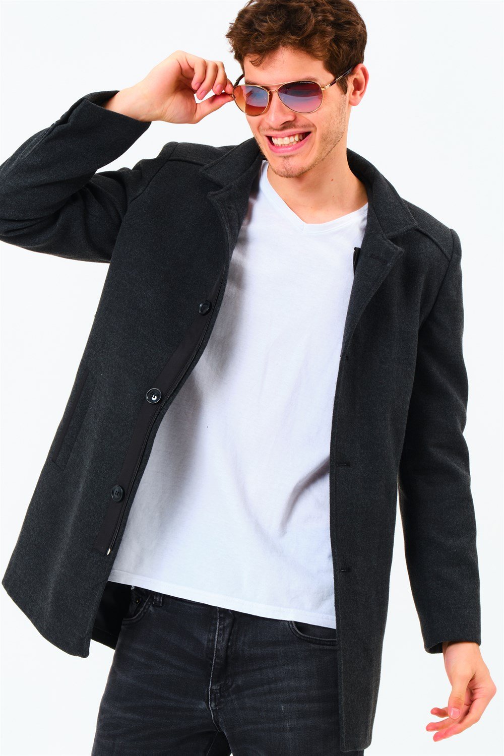 PLT8327  DEWBERRY ERKEK PALTO-KOYU ANTRASİT