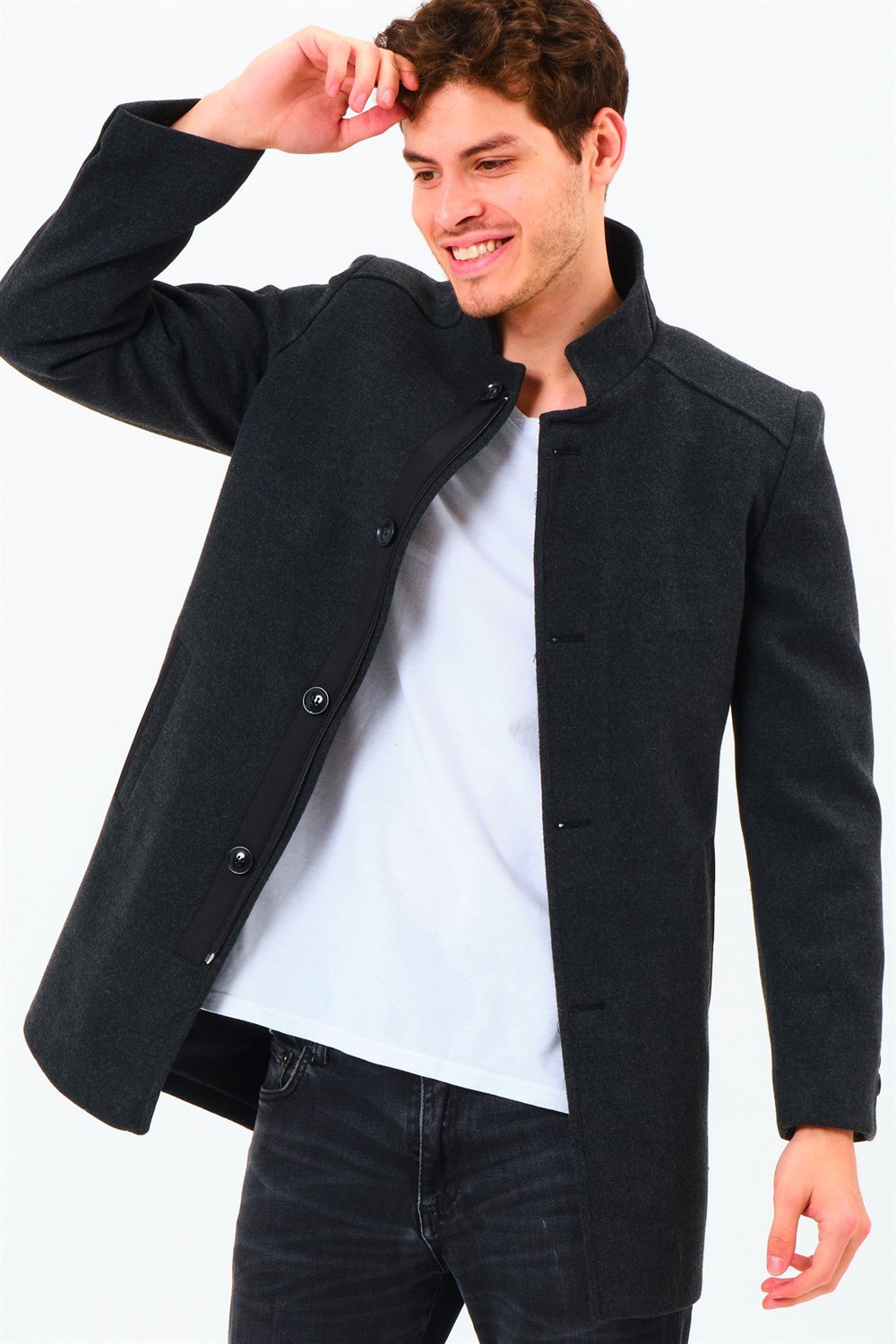 PLT8327  DEWBERRY ERKEK PALTO-KOYU ANTRASİT