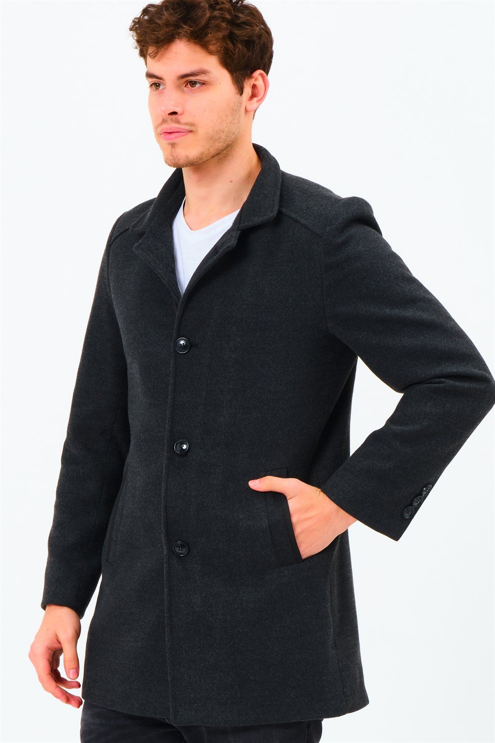 PLT8327  DEWBERRY ERKEK PALTO-KOYU ANTRASİT