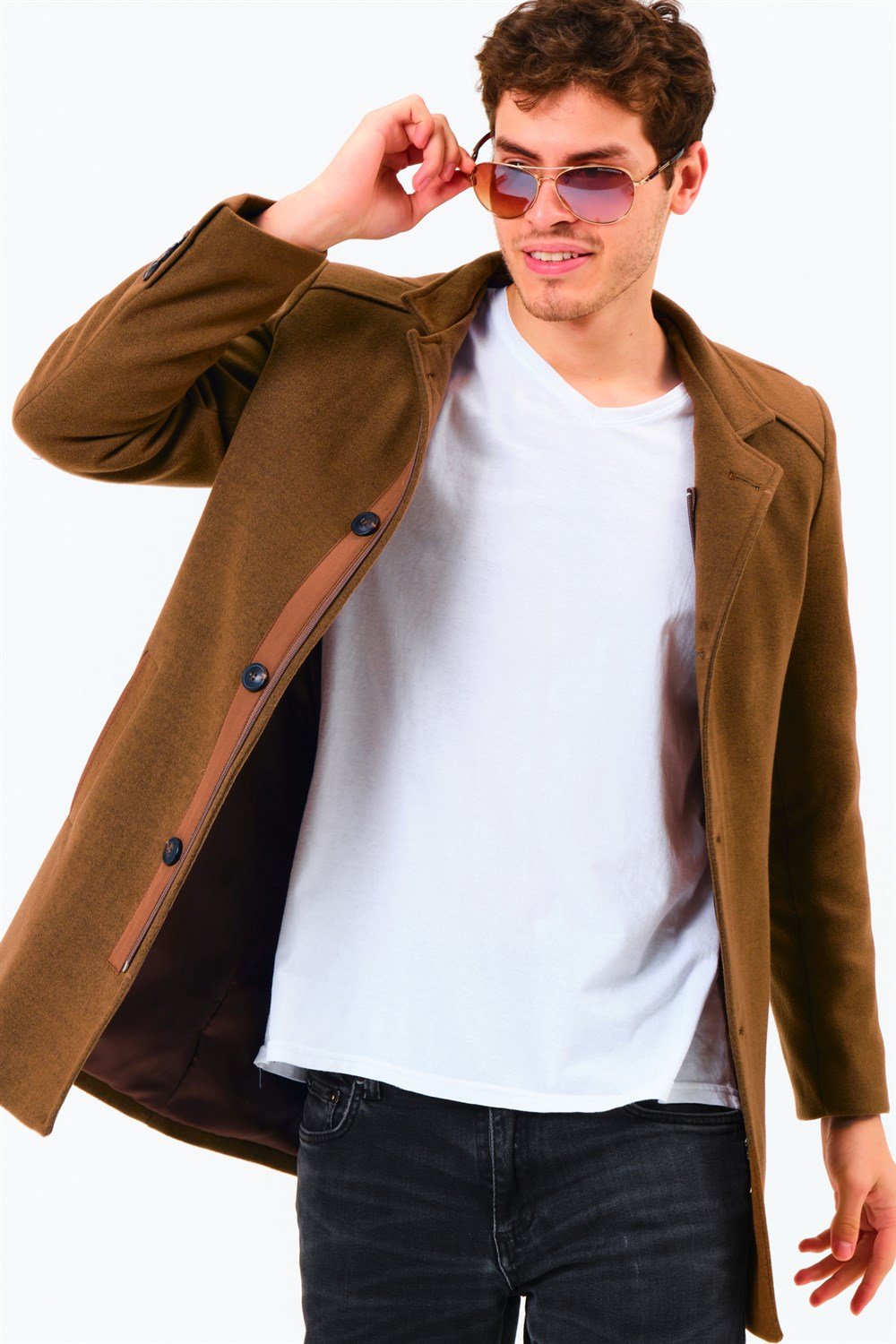PLT8327  DEWBERRY ERKEK PALTO-KOYU CAMEL