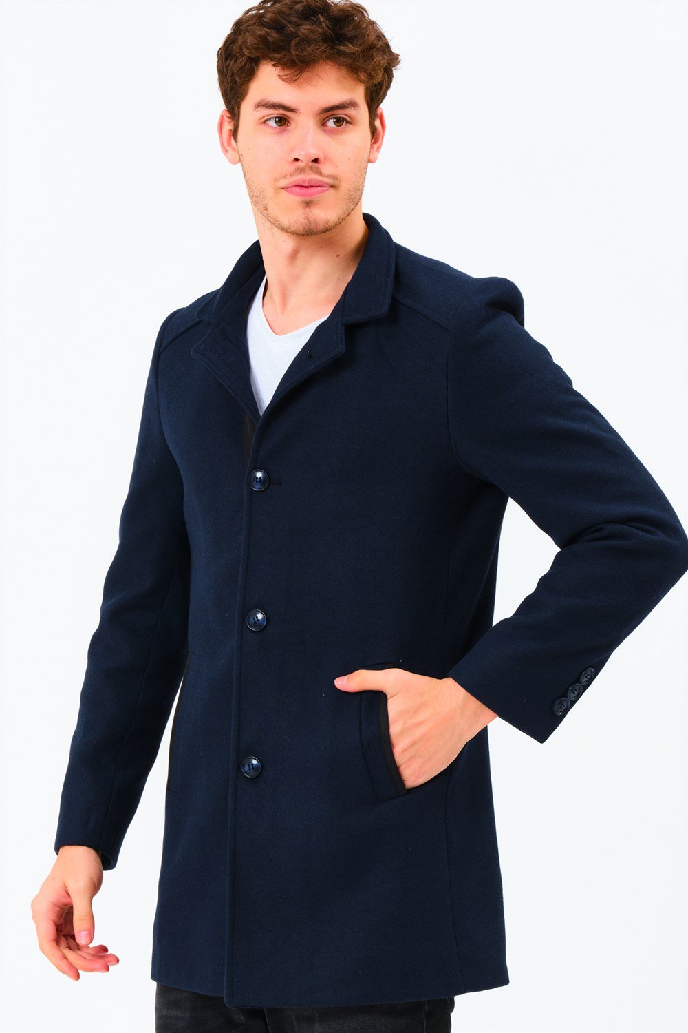 PLT8327  DEWBERRY ERKEK PALTO-KOYU LACİVERT