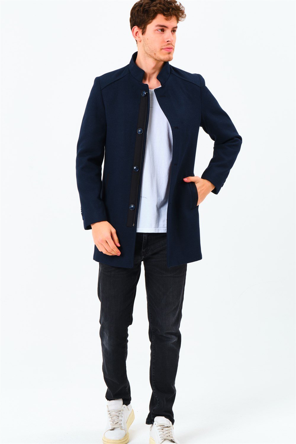 PLT8327  DEWBERRY ERKEK PALTO-KOYU LACİVERT