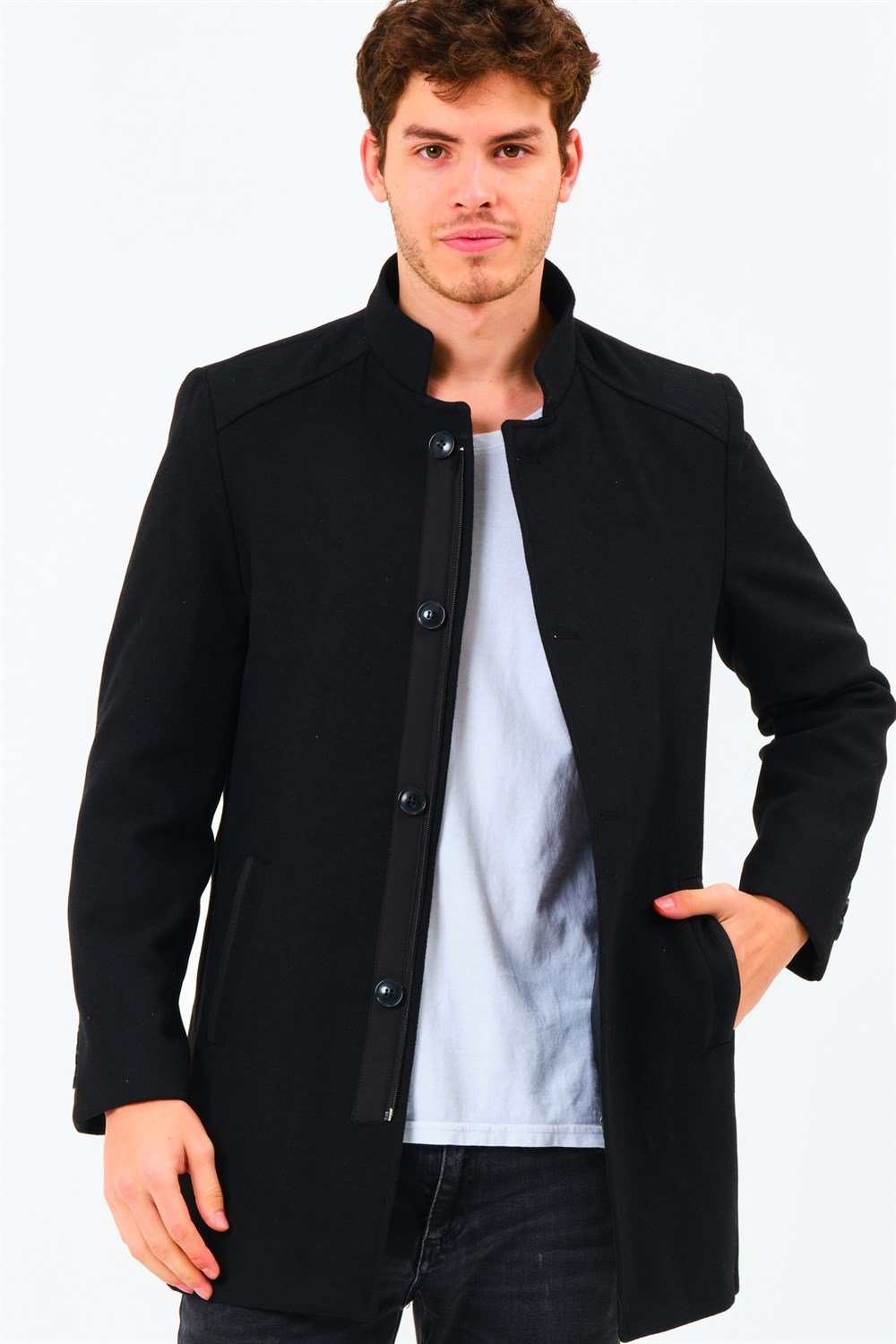 PLT8327  DEWBERRY ERKEK PALTO-KOYU SİYAH