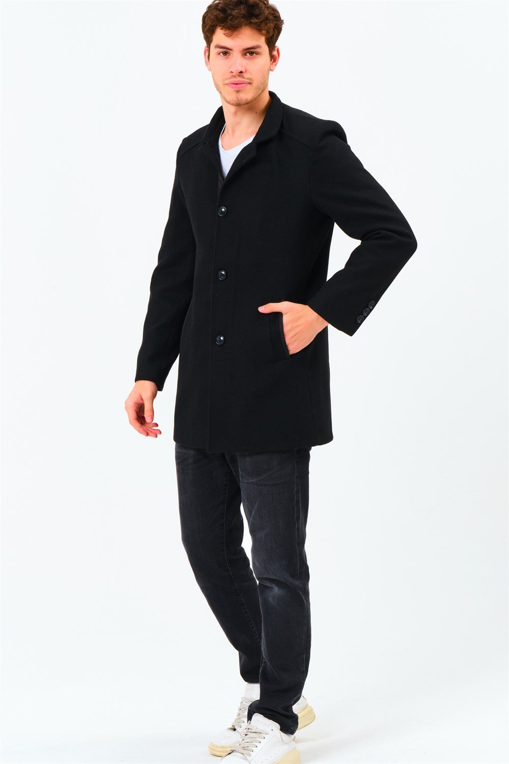 PLT8327  DEWBERRY ERKEK PALTO-KOYU SİYAH