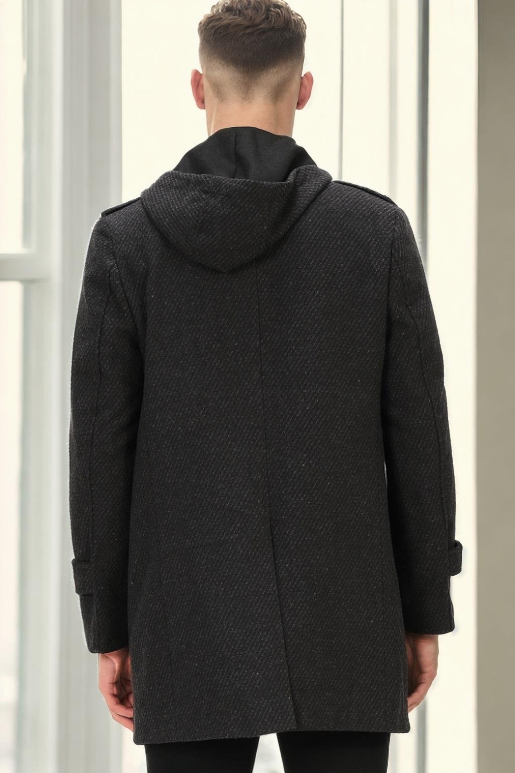 PLT8334 DEWBERRY ERKEK PALTO-AÇIK DESENLİ ANTRASİT