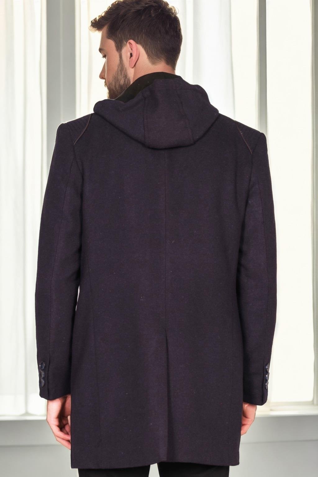 PLT8335 DEWBERRY ERKEK PALTO-DESENLİ LACİVERT 2