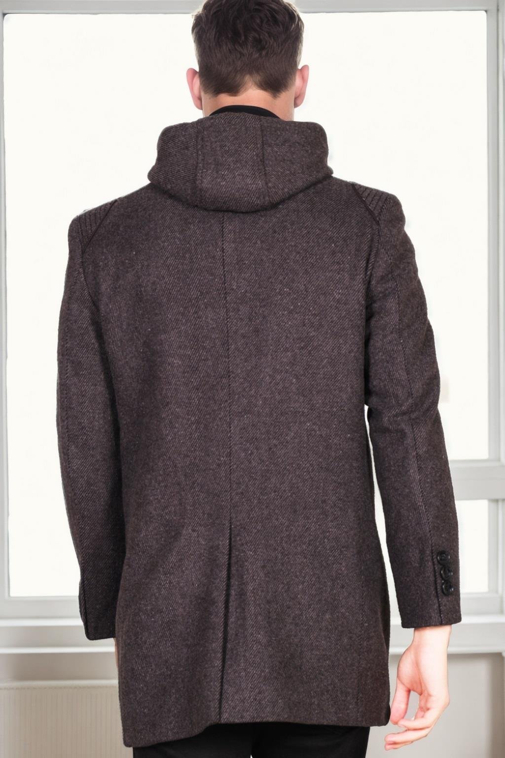 PLT8335 DEWBERRY ERKEK PALTO-DİAGONAL SİYAH-ANTRASİT-2