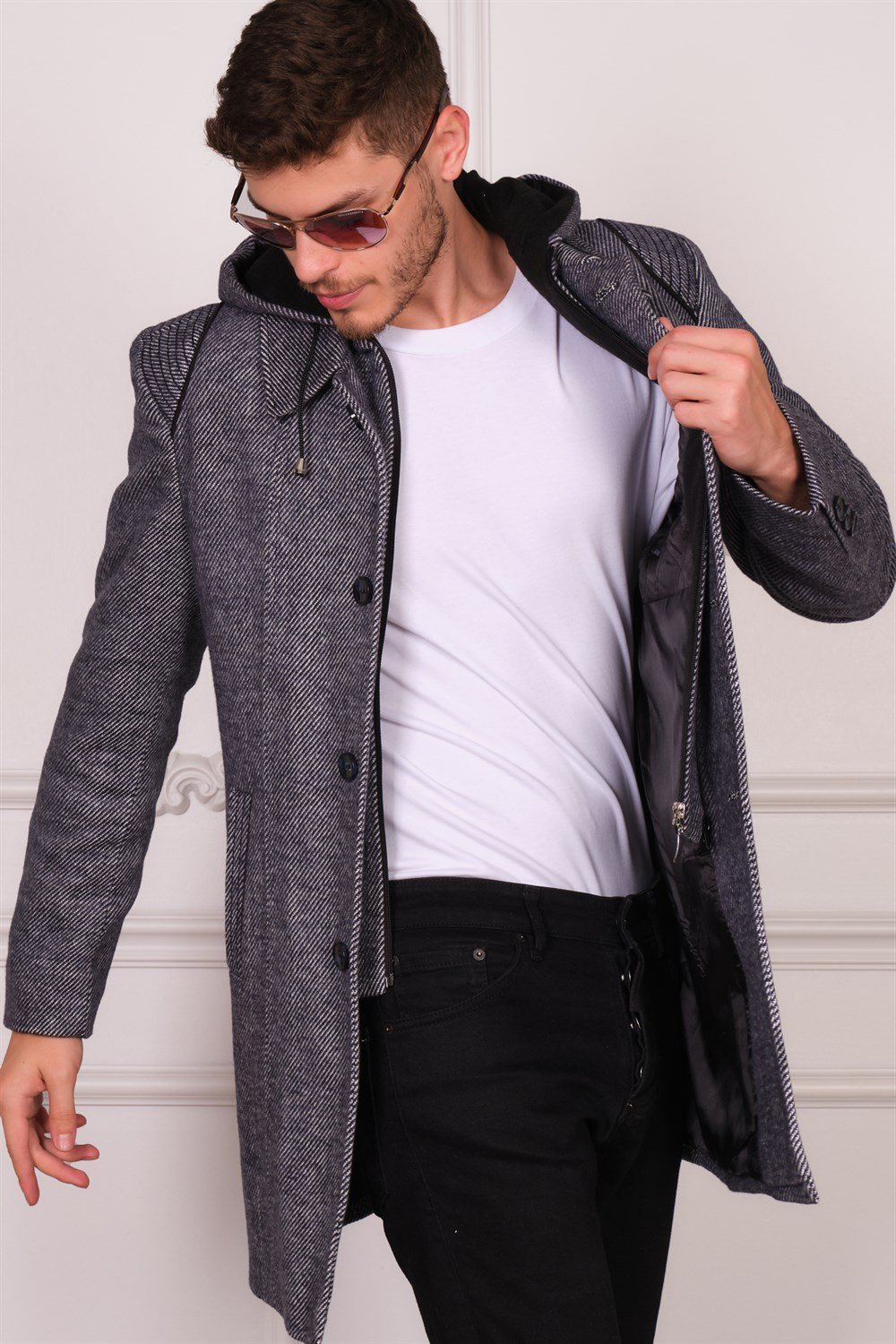 PLT8335 DEWBERRY ERKEK PALTO-DİAGONAL LACİVERT