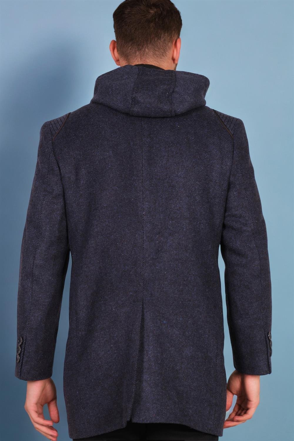 PLT8335 DEWBERRY ERKEK PALTO-DİAGONAL MAVİ-SİYAH