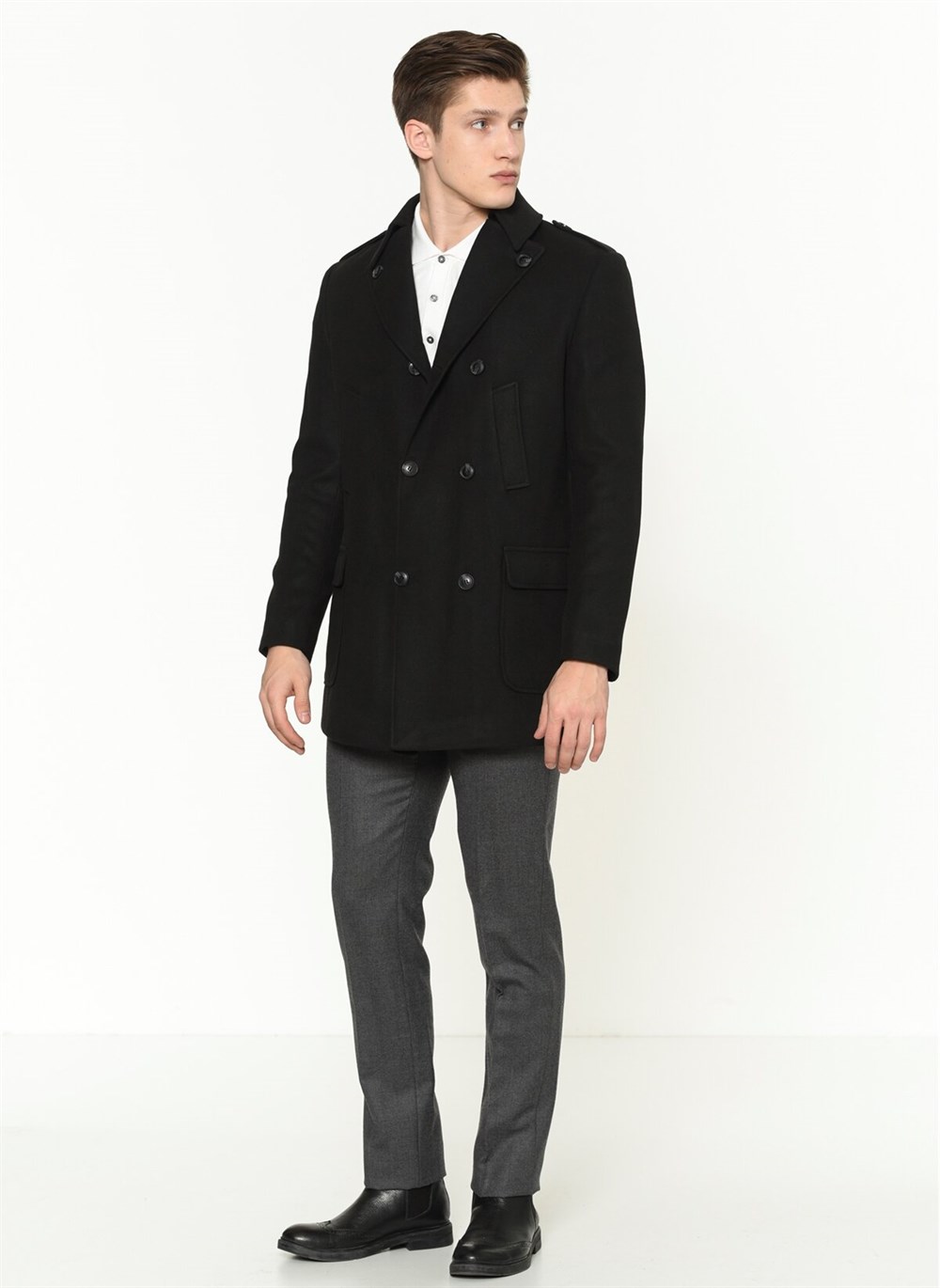PLT8353  DEWBERRY SLIM-FIT PALTO-SİYAH