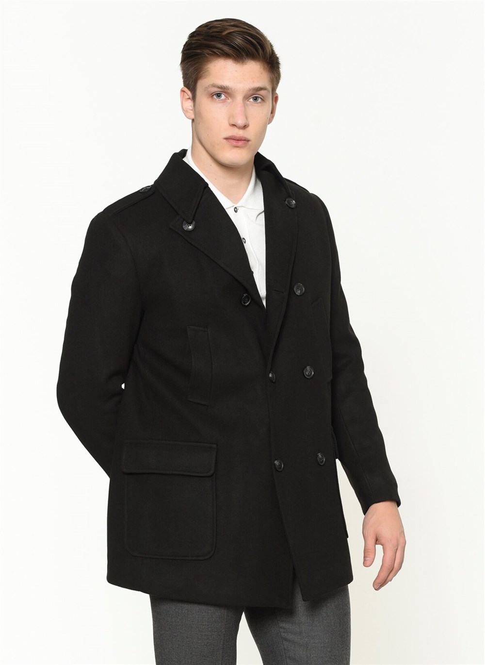PLT8353  DEWBERRY SLIM-FIT PALTO-SİYAH