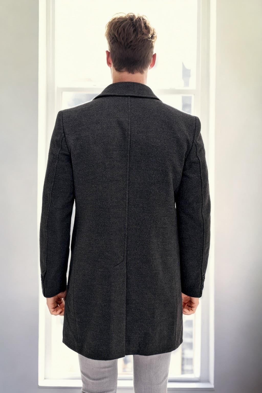PLT8365 DEWBERRY ERKEK PALTO-DÜZ ANTRASİT