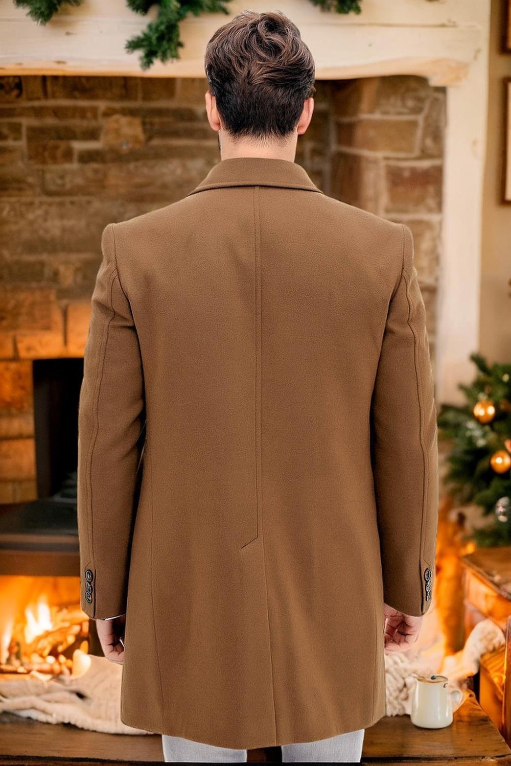 PLT8365 DEWBERRY ERKEK PALTO-DÜZ CAMEL