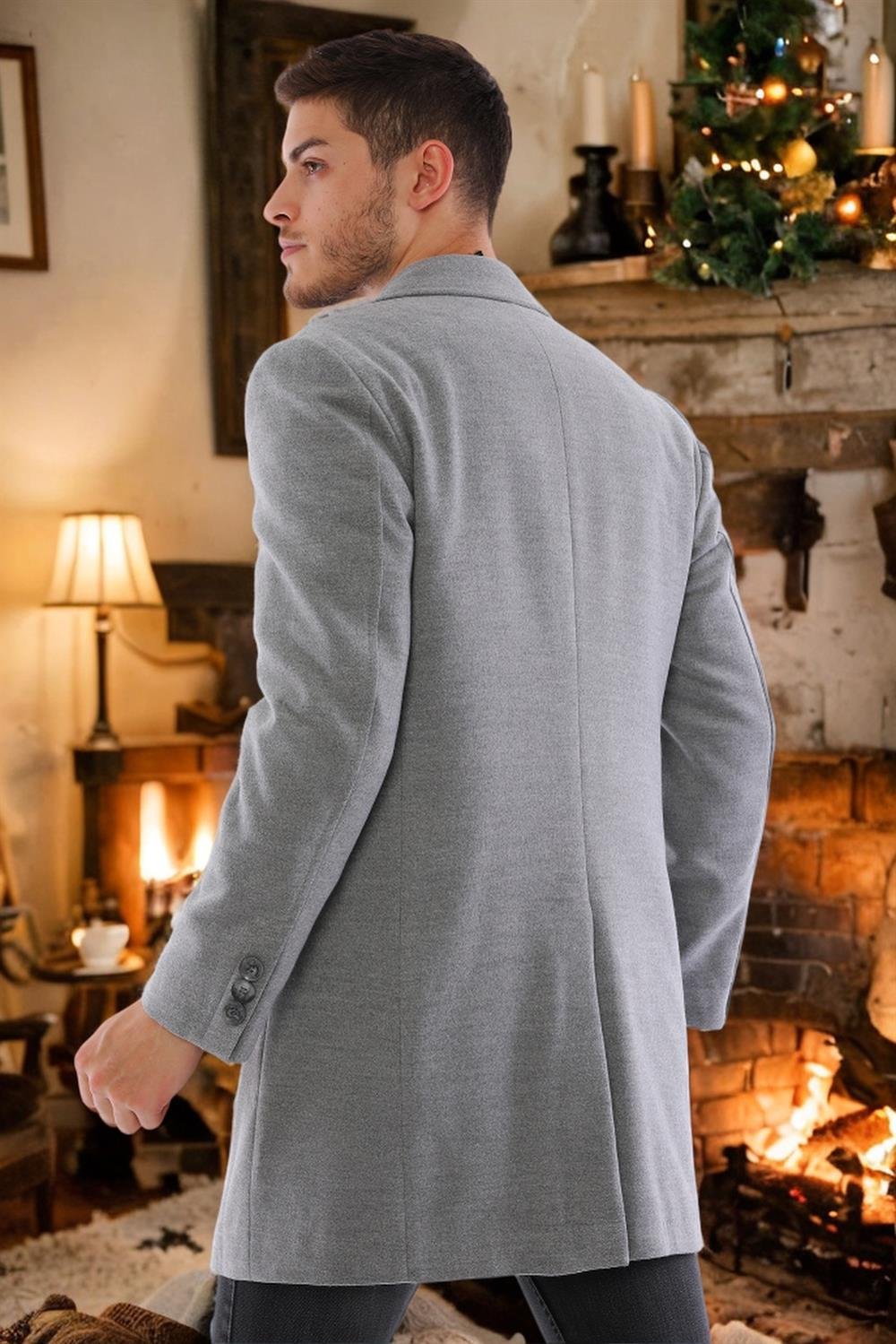 PLT8365 DEWBERRY ERKEK PALTO-DÜZ GRİ