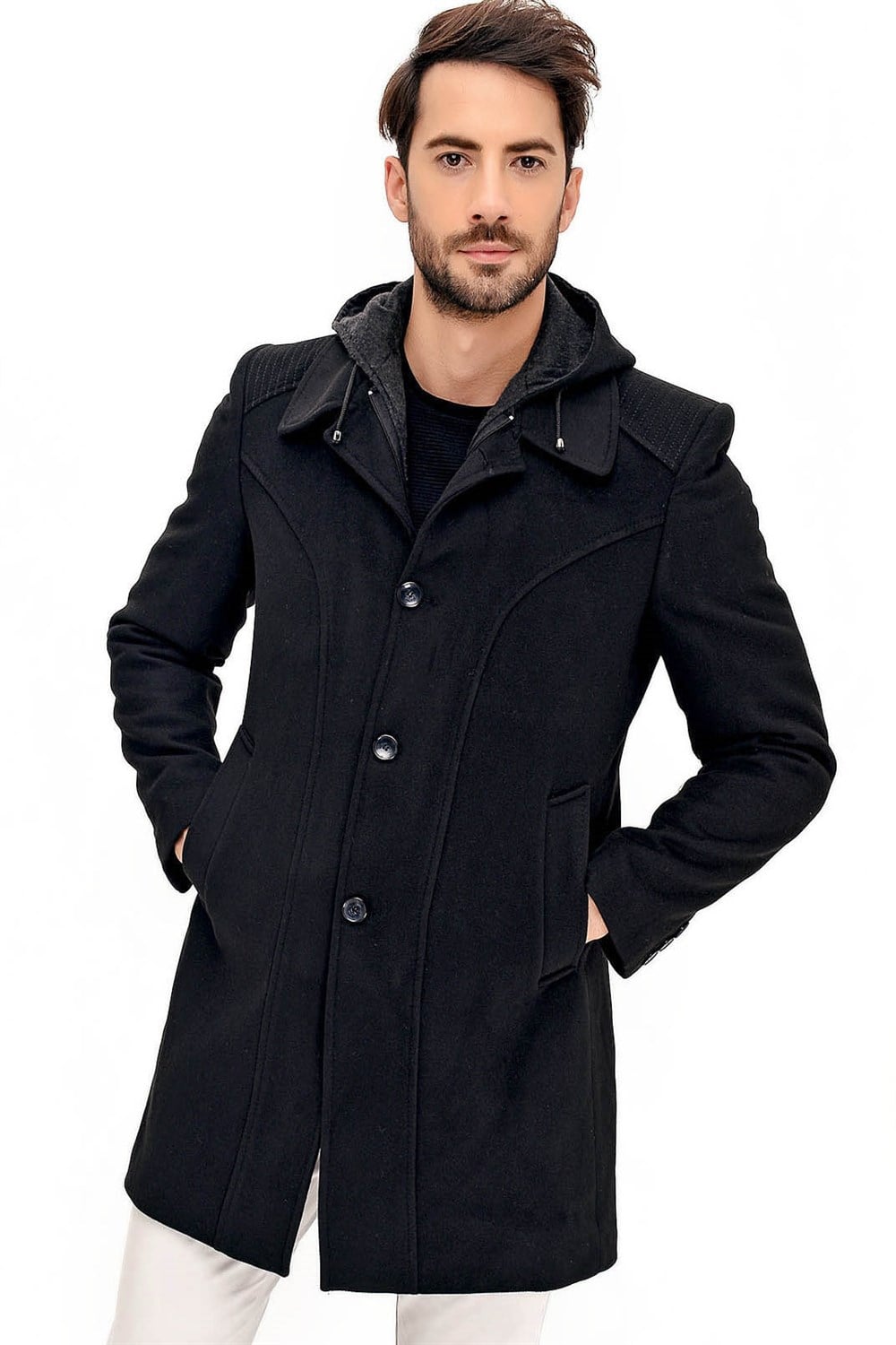 PLT8366 DEWBERRY ERKEK PALTO-SİYAH