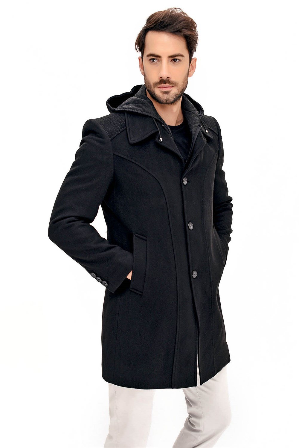 PLT8366 DEWBERRY ERKEK PALTO-SİYAH