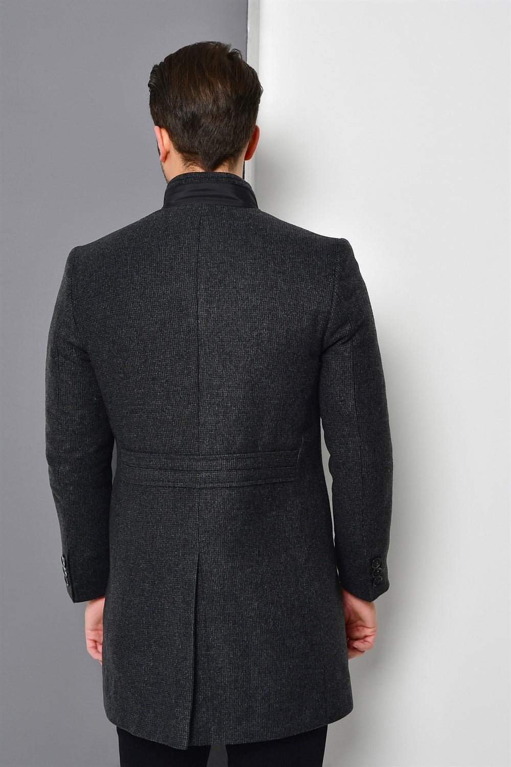 PLT8367 DEWBERRY ERKEK PALTO-DESENLİ ANTRASİT