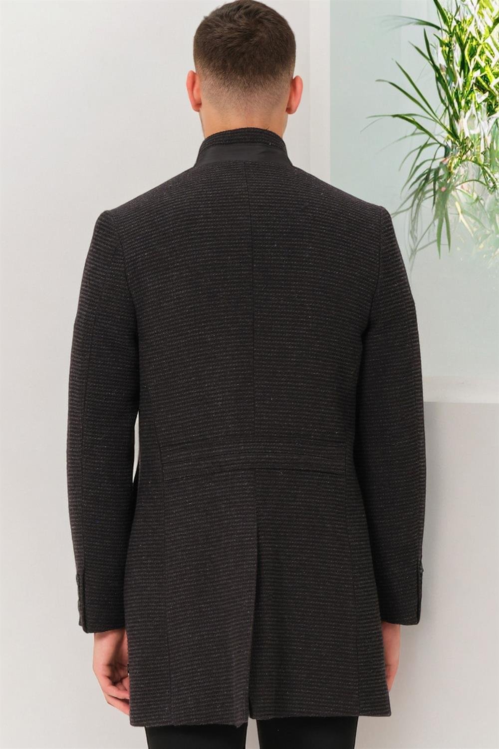 PLT8367 DEWBERRY ERKEK PALTO-DÜZ AÇIK ANTRASİT