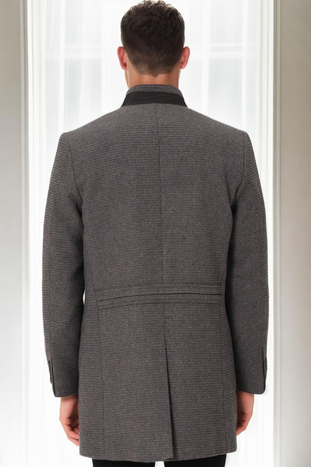 PLT8367 DEWBERRY ERKEK PALTO-DÜZ GRİ-2