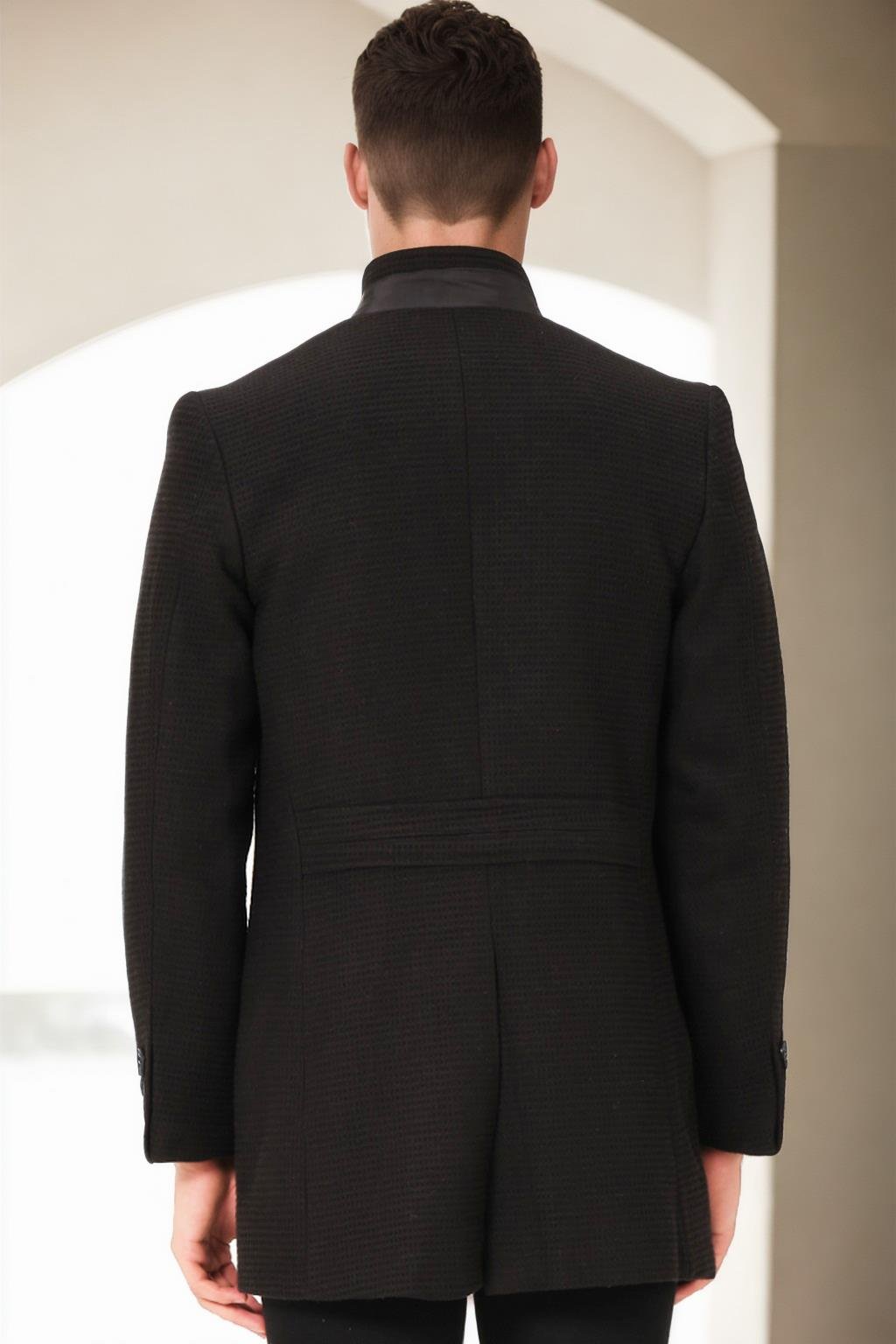 PLT8367 DEWBERRY ERKEK PALTO-DÜZ SİYAH-2