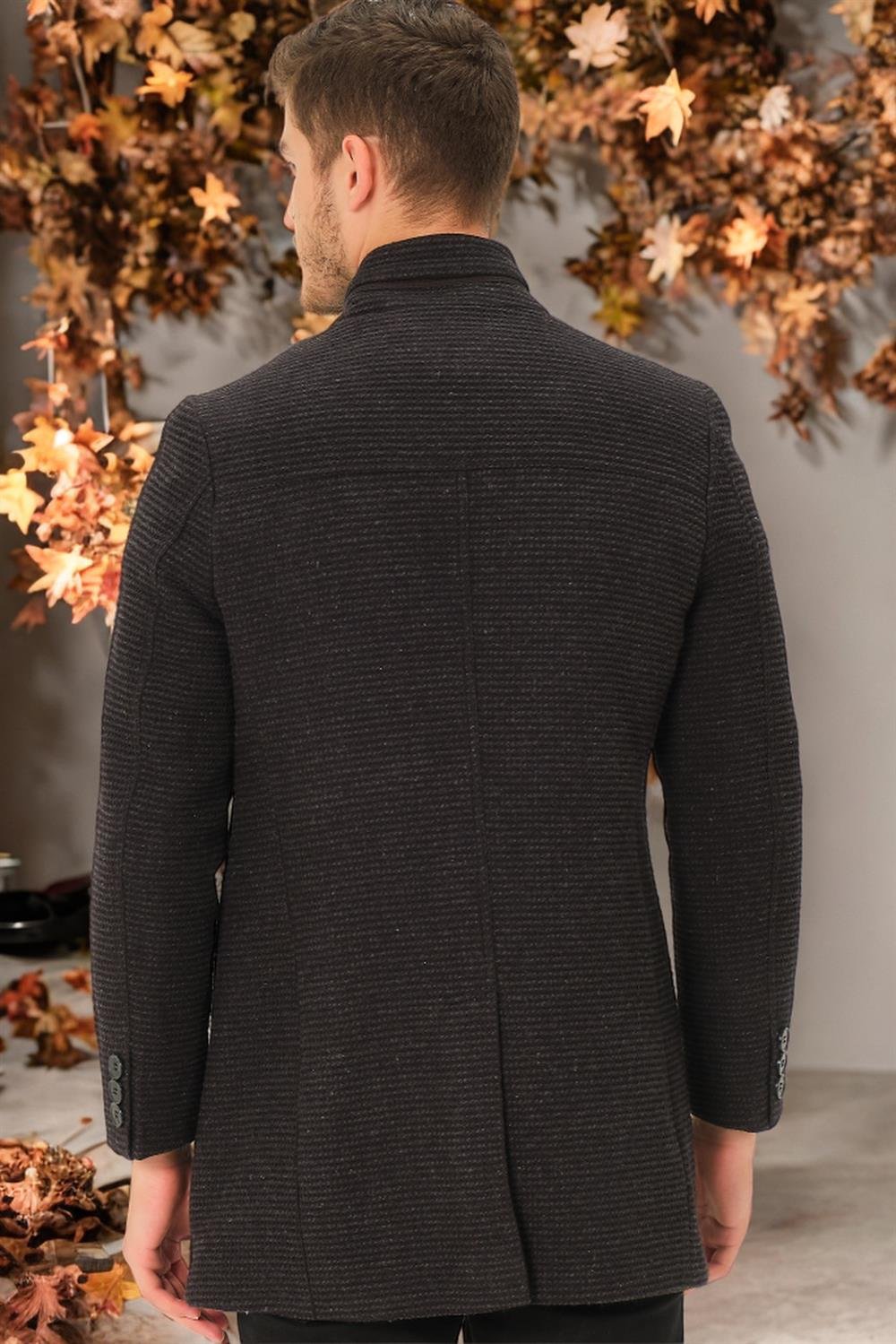 PLT8369 DEWBERRY PALTO-DESENLİ AÇIK SİYAH