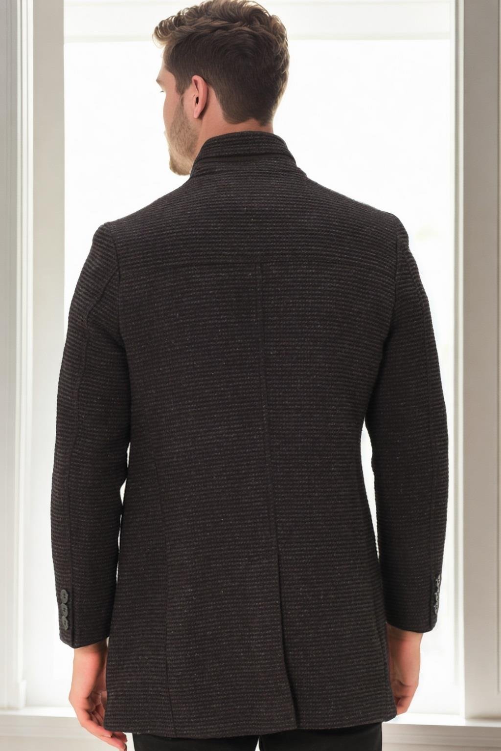 PLT8369 DEWBERRY PALTO-DESENLİ SİYAH-2